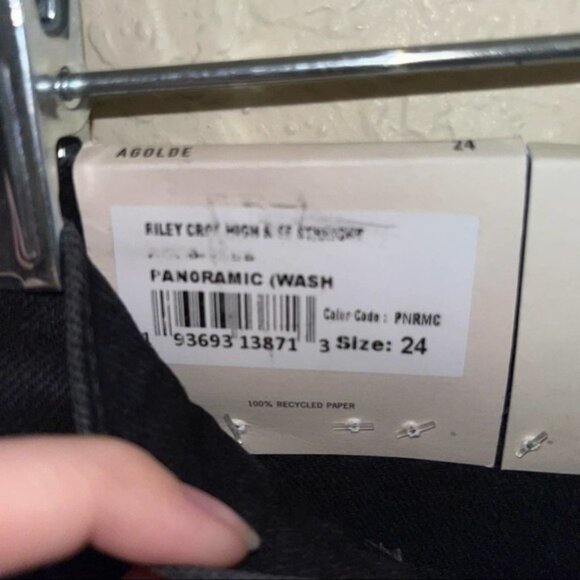 Agolde Black Riley High Rise Straight Crop Size 24 New With Tags - Picture 8 of 10